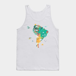 Cartoon Map of South America Tank Top